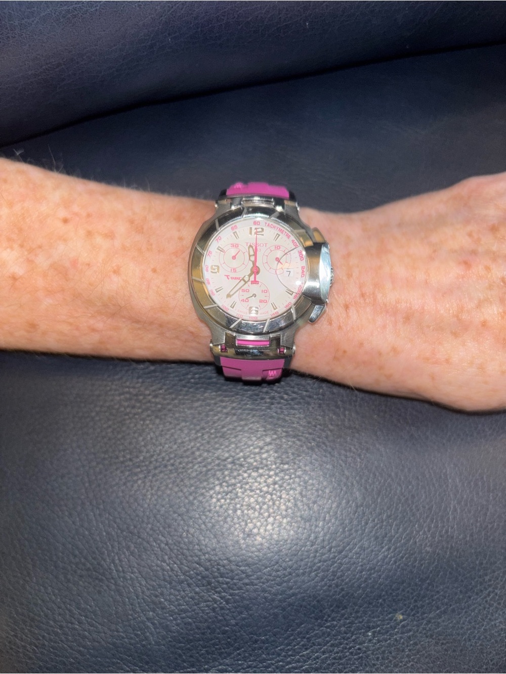 Tissot T-race Pink/silver Dial Pink Silicone Strap Swiss Quartz Chronograph - Picture 15 of 15